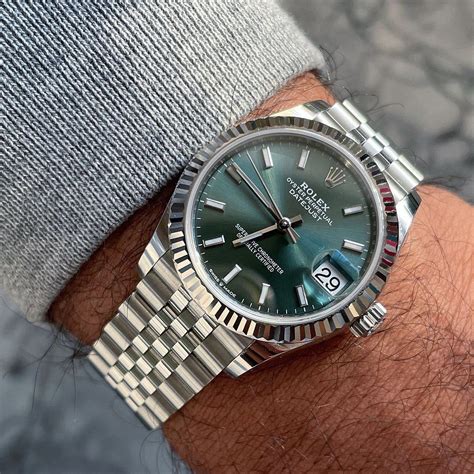 oyster rolex datejust green dial